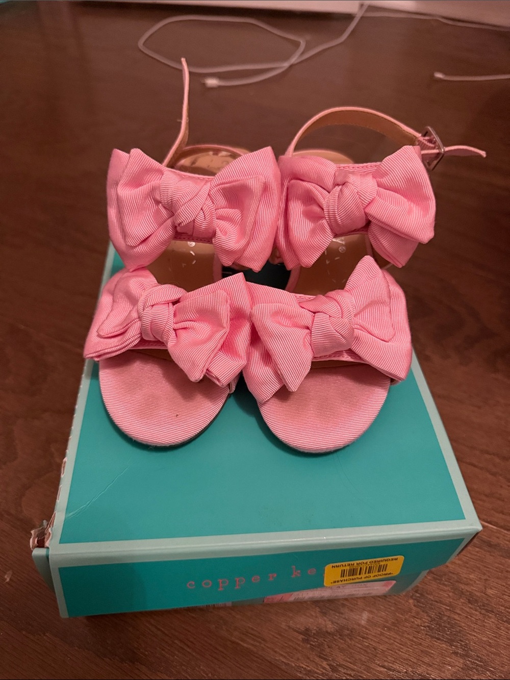 Copper Key Pink Bow Toddler Girl Sandals
